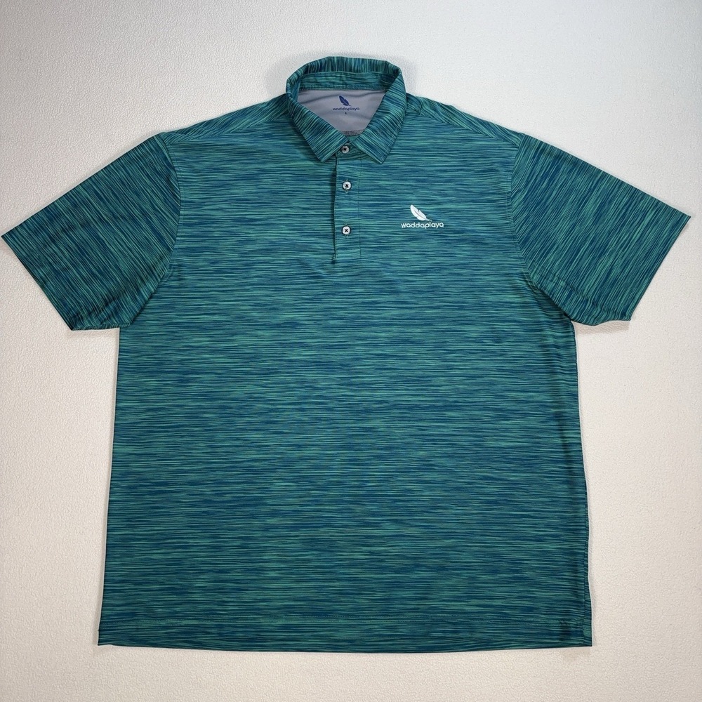Waddaplaya‎ Polo Men's L Heathered Green Golf Sidekick Stretch Performance